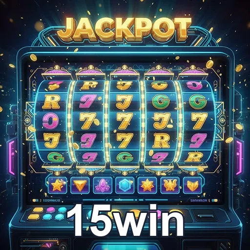 Imagem de uma máquina caça-níquel no site 15win, destaque para diversidade de slots para jogos de azar