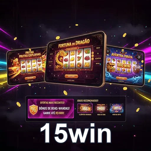 Imagem do site 15win mostrando opções de apostas esportivas e jogos de cassino na página inicial.